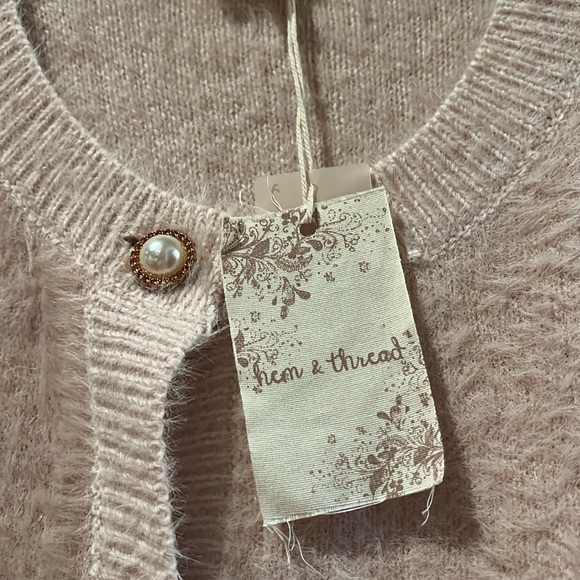 NWT Hem & Thread pink sweater cardigan - Picture 2 of 3